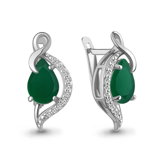 Серьги из серебра с агатами и фианитами