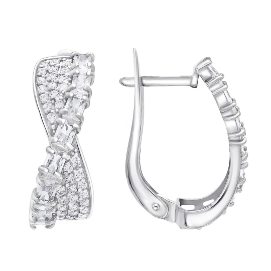 Серьги из серебра с фианитами