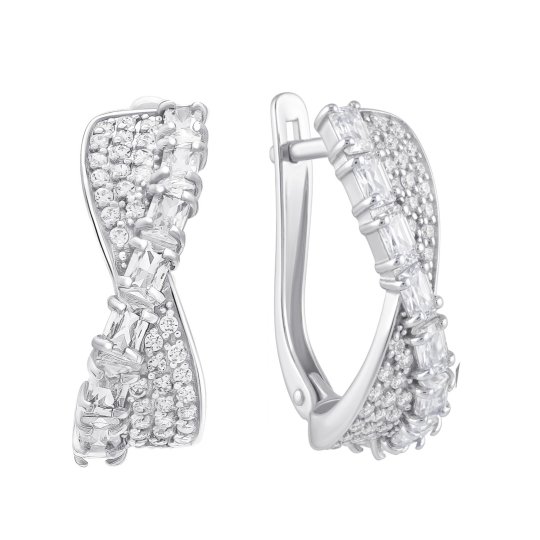 Серьги из серебра с фианитами
