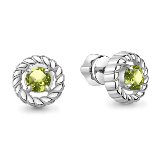 Серьги из серебра с хризолитами