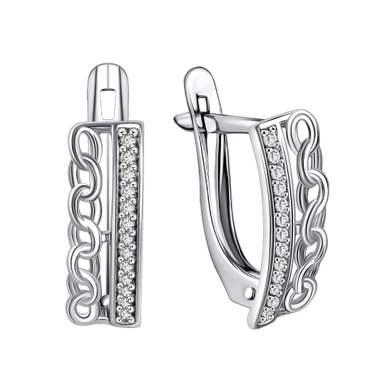 Серьги из серебра с фианитами