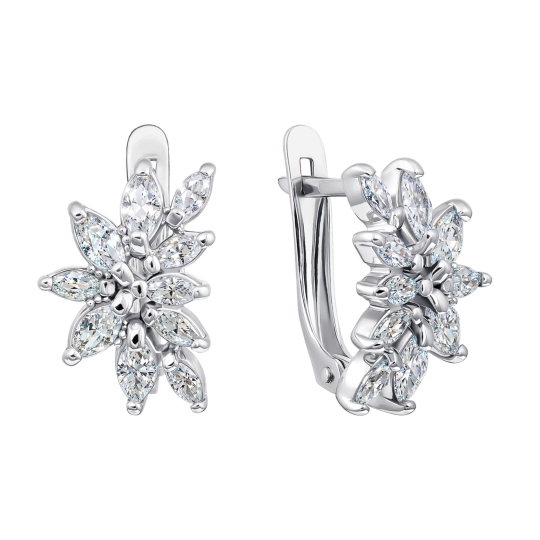 Серьги из серебра с фианитами