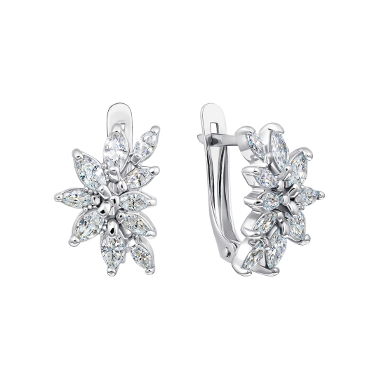 Серьги из серебра с фианитами