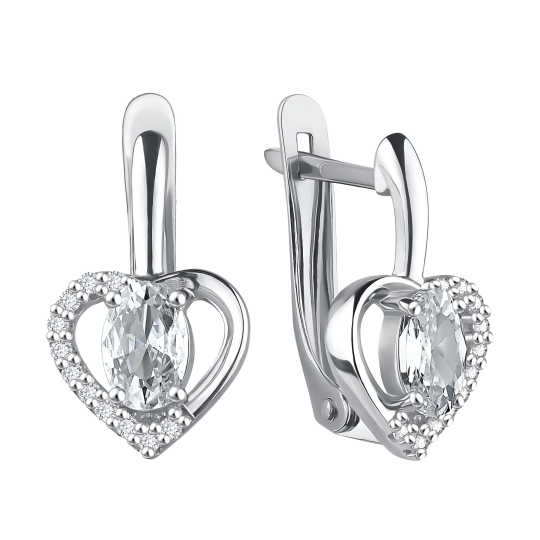 Серьги из серебра с фианитами