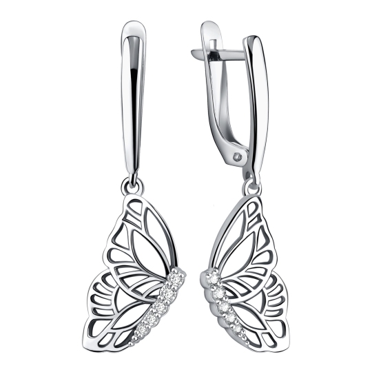 Серьги из серебра с фианитами