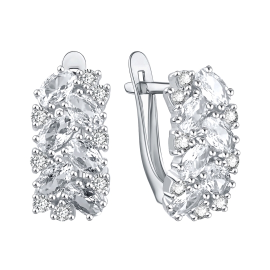 Серьги из серебра с фианитами
