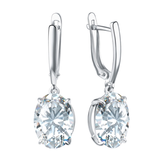 Серьги из серебра с фианитами