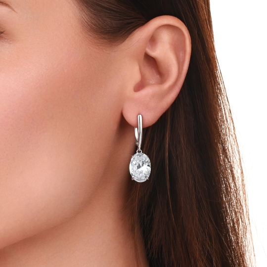 Серьги из серебра с фианитами