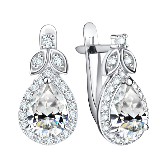 Серьги из серебра с фианитами