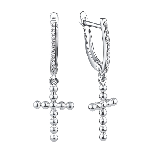 Серьги из серебра с фианитами