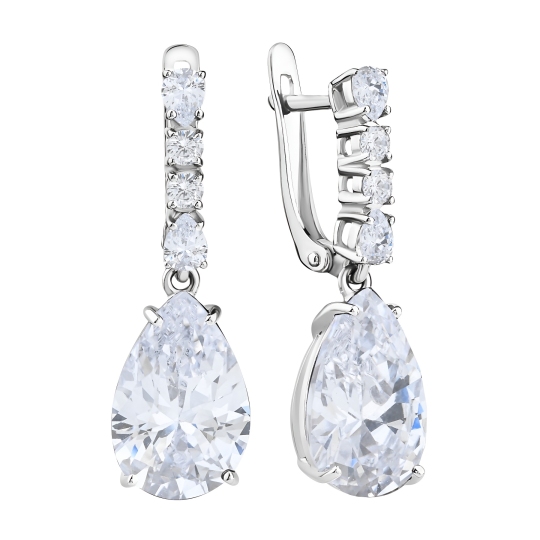Серьги из серебра с фианитами
