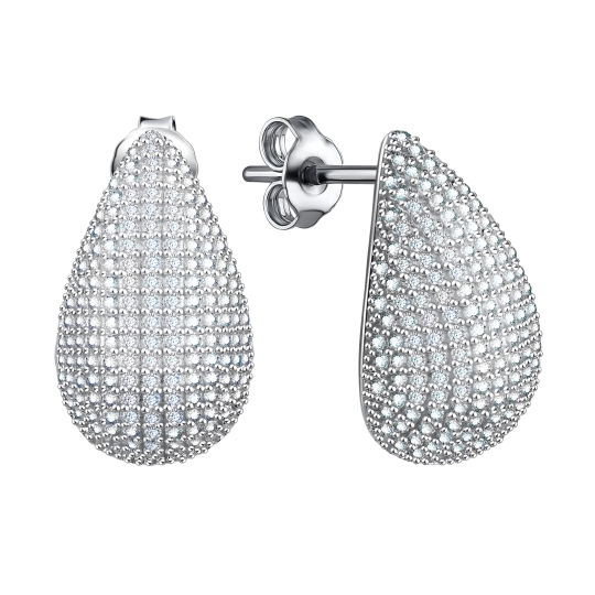 Серьги из серебра с фианитами