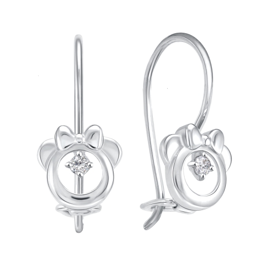 Серьги из серебра с фианитами