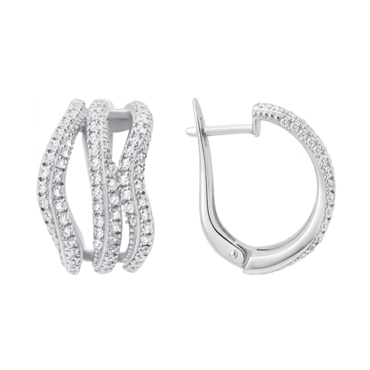 Серьги из серебра с фианитами