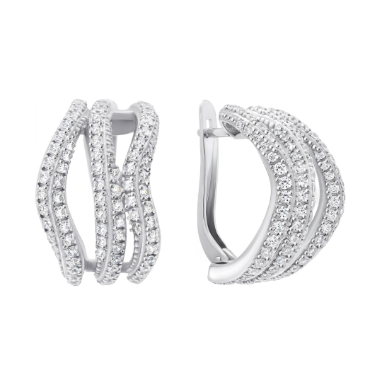 Серьги из серебра с фианитами