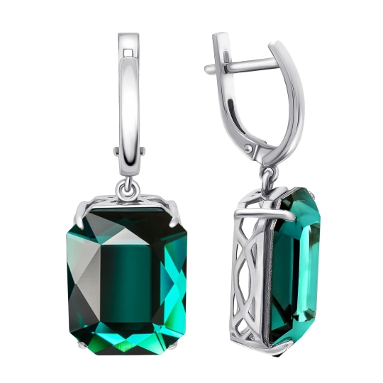 Серьги из серебра с ювелирными кристаллами