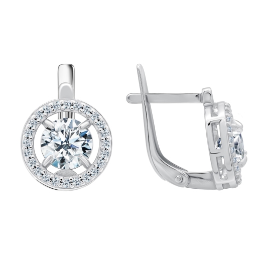Серьги из серебра с фианитами