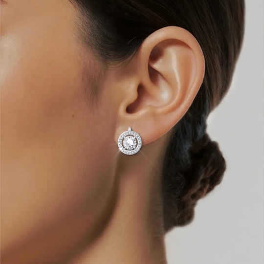 Серьги из серебра с фианитами