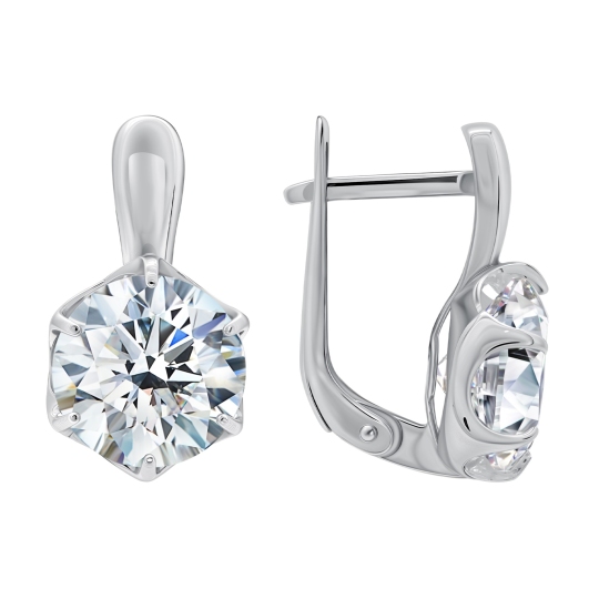 Серьги из серебра с фианитами