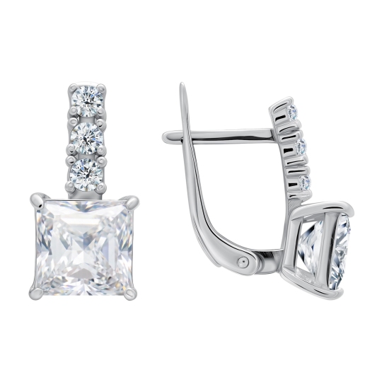 Серьги из серебра с фианитами