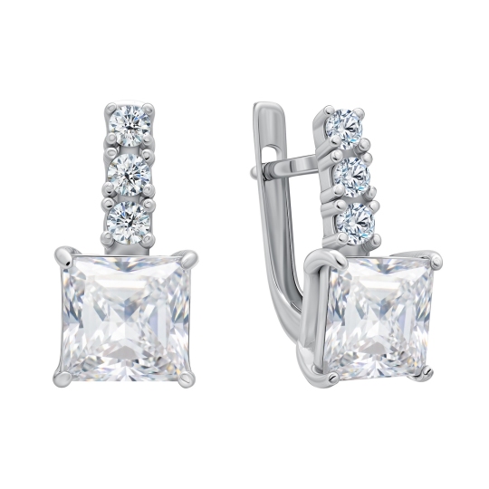 Серьги из серебра с фианитами