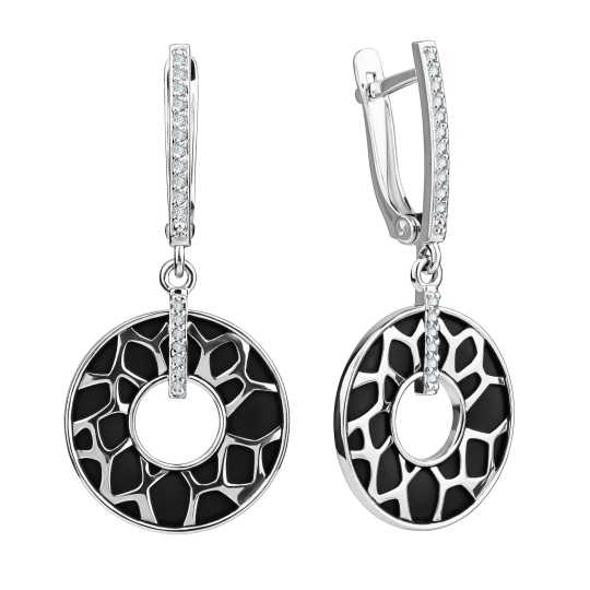 Серьги из серебра с фианитами