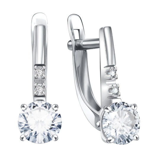 Серьги из серебра с фианитами