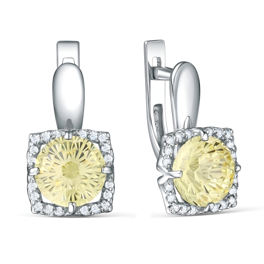 Серьги из серебра с фианитами