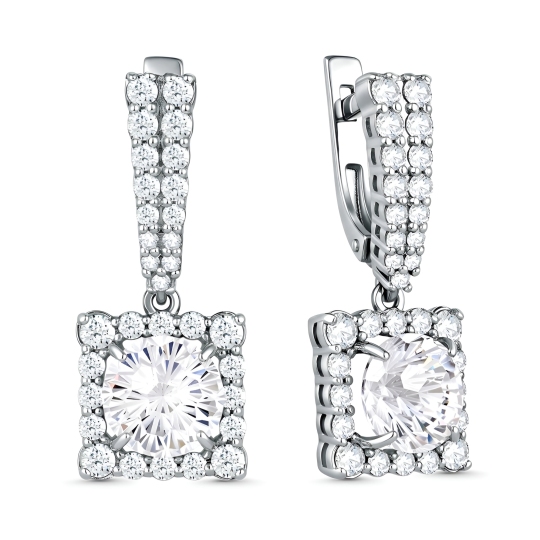 Серьги из серебра с фианитами