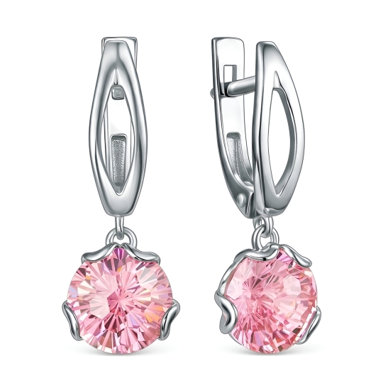 Серьги из серебра с фианитами