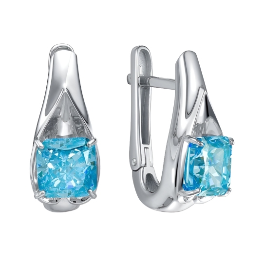 Серьги из серебра с фианитами