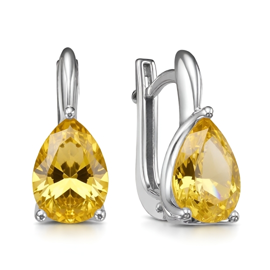 Серьги из серебра с фианитами