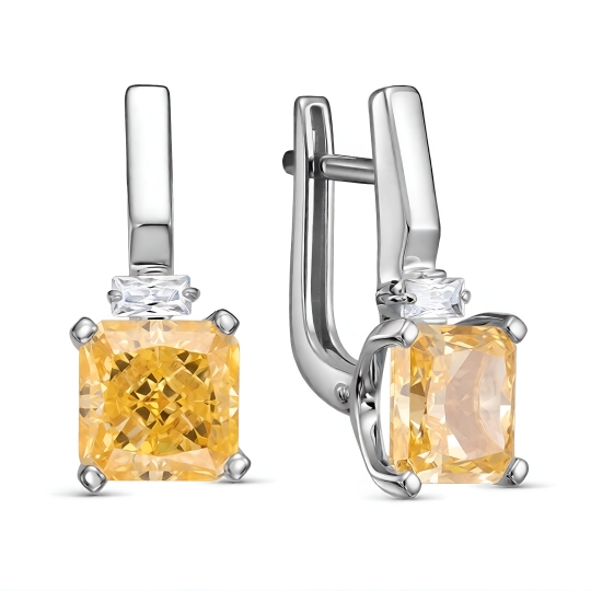 Серьги из серебра с фианитами