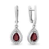 Серьги из серебра с гранатами и фианитами