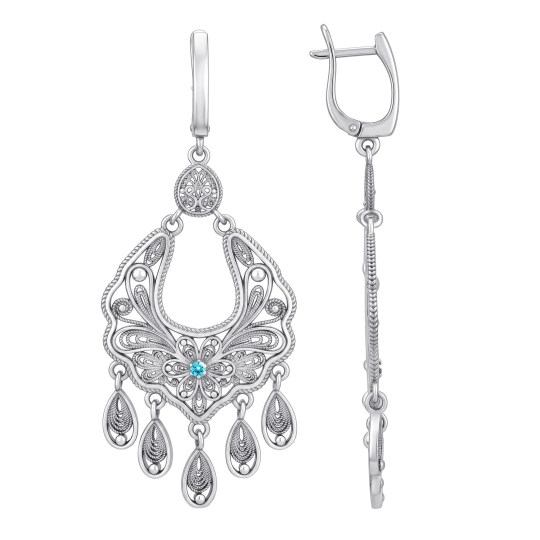 Серьги из серебра с фианитами