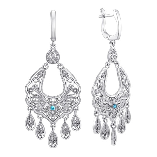 Серьги из серебра с фианитами