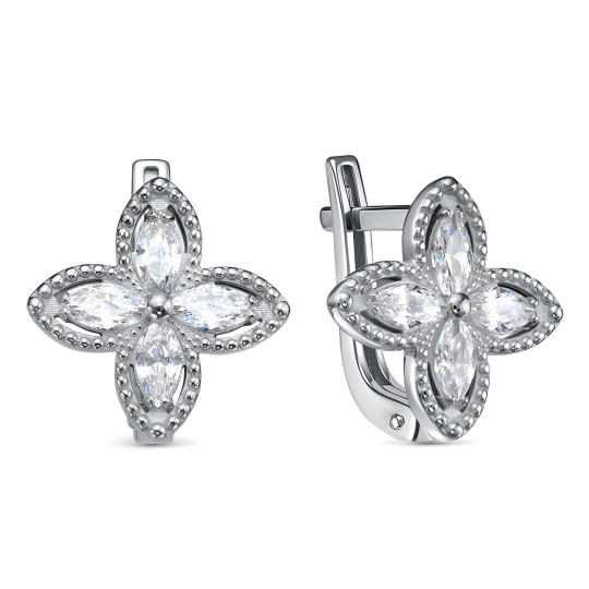Серьги из серебра с фианитами