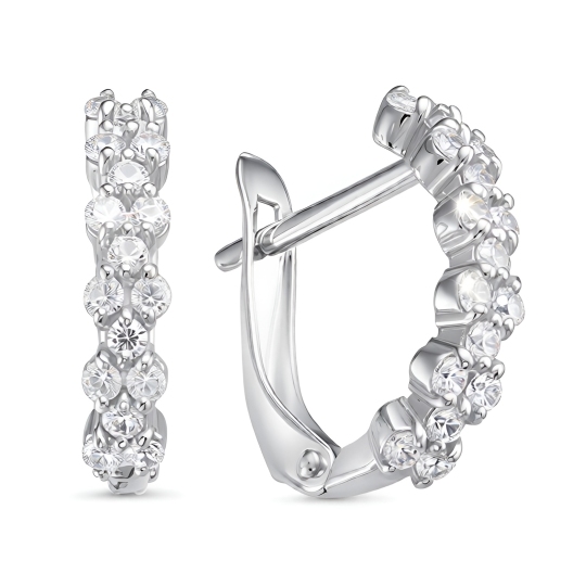 Серьги из серебра с фианитами
