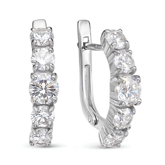 Серьги из серебра с фианитами