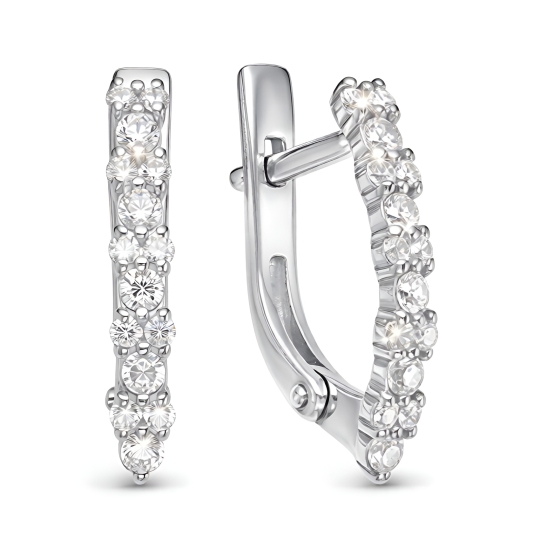 Серьги из серебра с фианитами