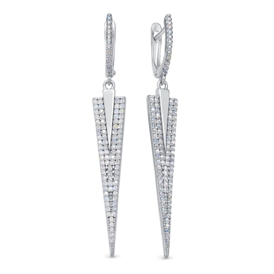 Серьги из серебра с фианитами