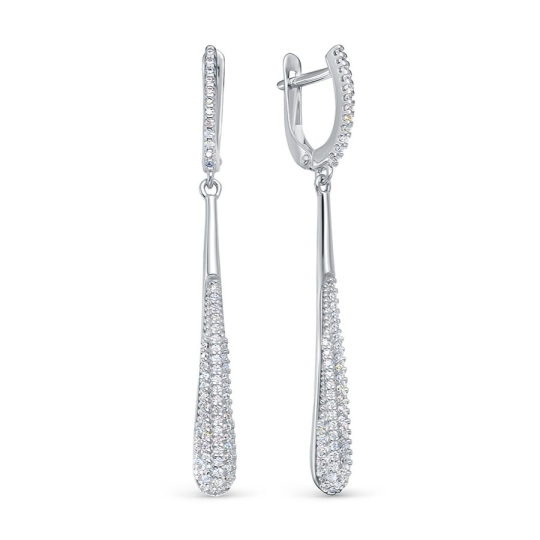 Серьги из серебра с фианитами