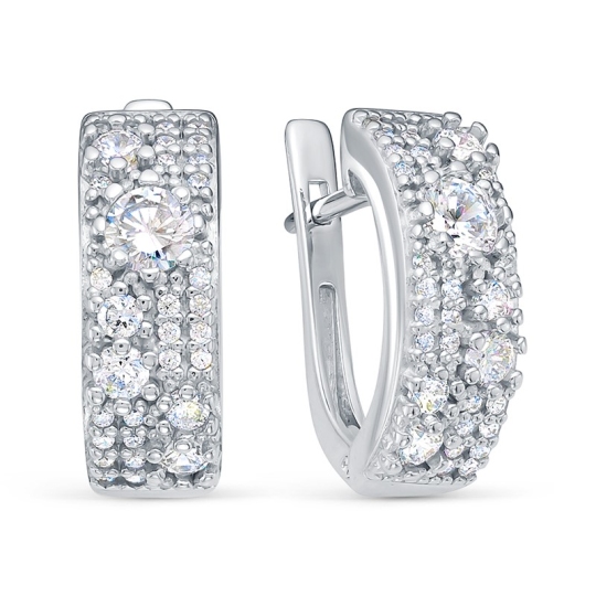 Серьги из серебра с фианитами