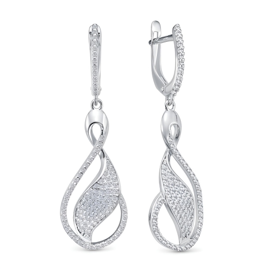 Серьги из серебра с фианитами