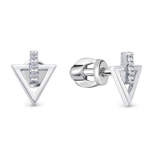 Серьги из серебра с фианитами