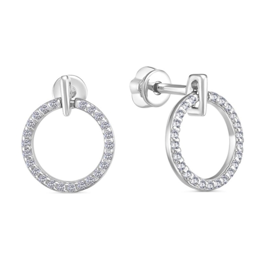 Серьги из серебра с фианитами