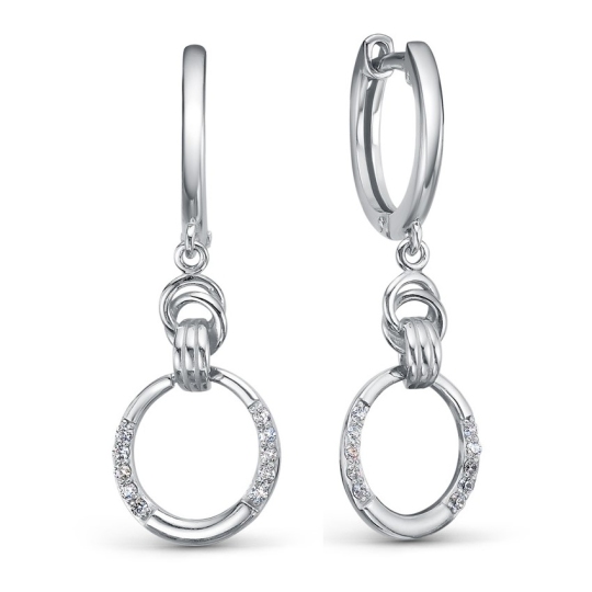 Серьги из серебра с фианитами