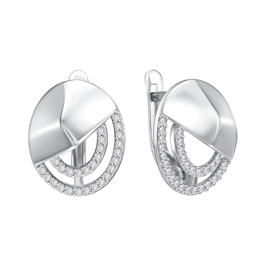 Серьги из серебра с фианитами