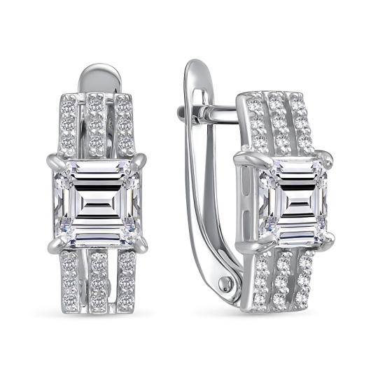 Серьги из серебра с фианитами