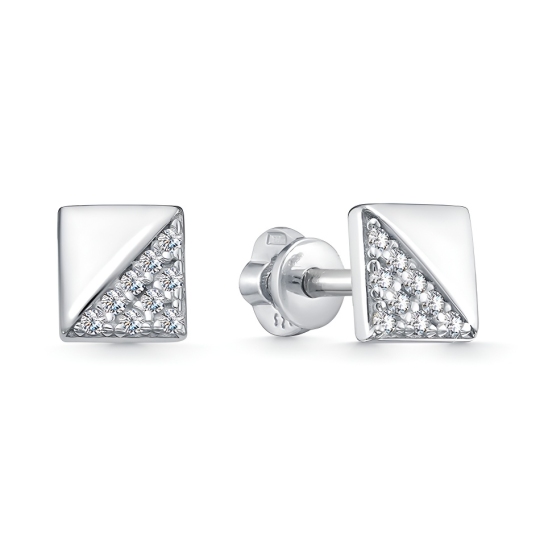 Серьги из серебра с фианитами